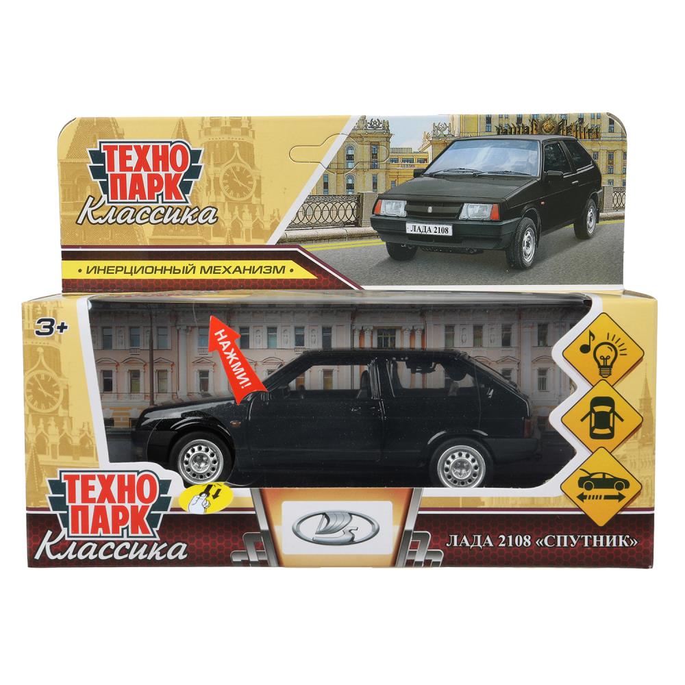 Машина металлическая, свет-звук, Лада 2108 "Спутник"12 см. Технопарк 2108-12SL-BK