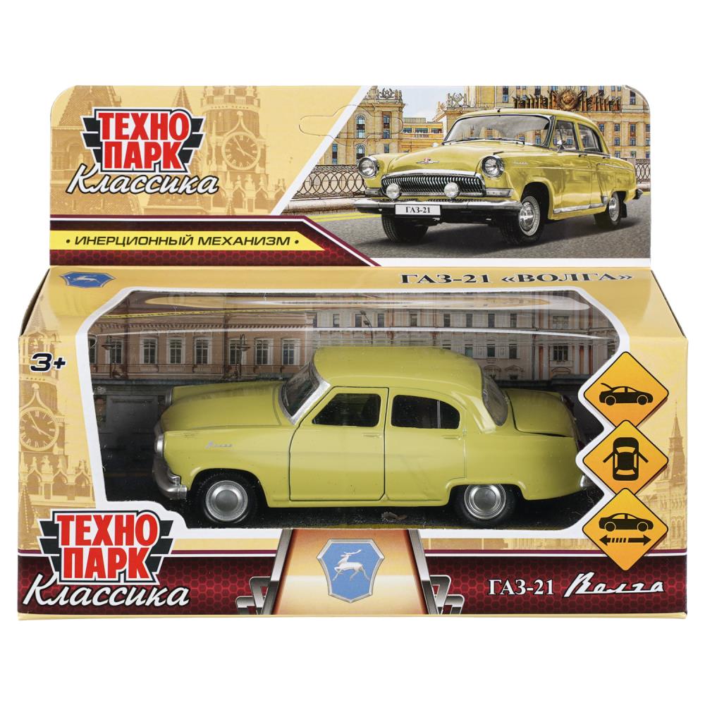 Машина металлическая газ-21 Волга, 12 см, желтый, Технопарк GAZ21-12-LYE