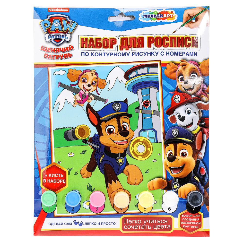 Раскраска по номерам 17х23 см. Щенячий Патруль MultiArt CANV17X23-113764