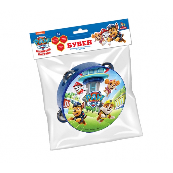 Игрушка деревянная бубен "Щенячий Патруль" 1 шт. Буратино игрушки из дерева BRT49-NW