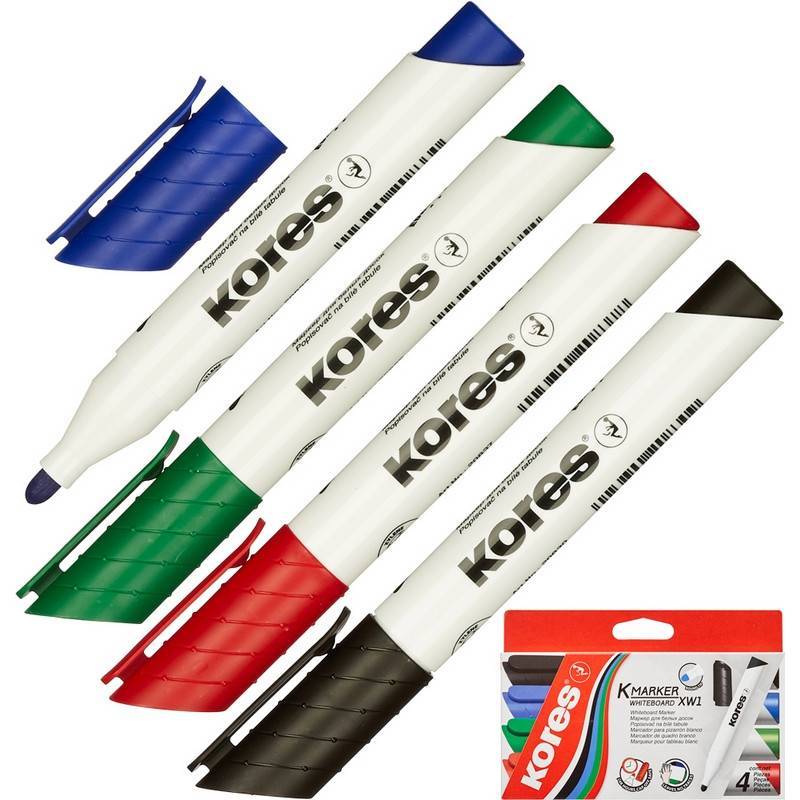 Набор маркеров для досок Kores 20843 4 цвета (толщина линии 3 мм) 246164