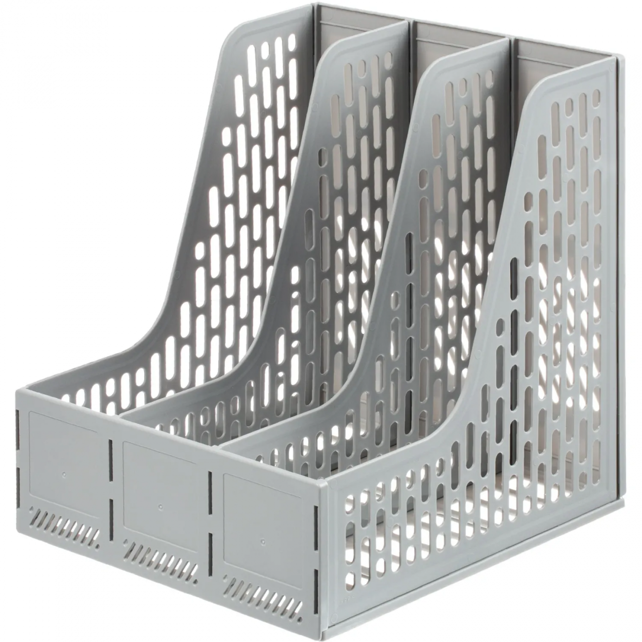 Лоток вертикальный д/бумаг Deli E9843,сбор,3отд,сер,250x257x275мм,пл 2136947 E9843-Grey