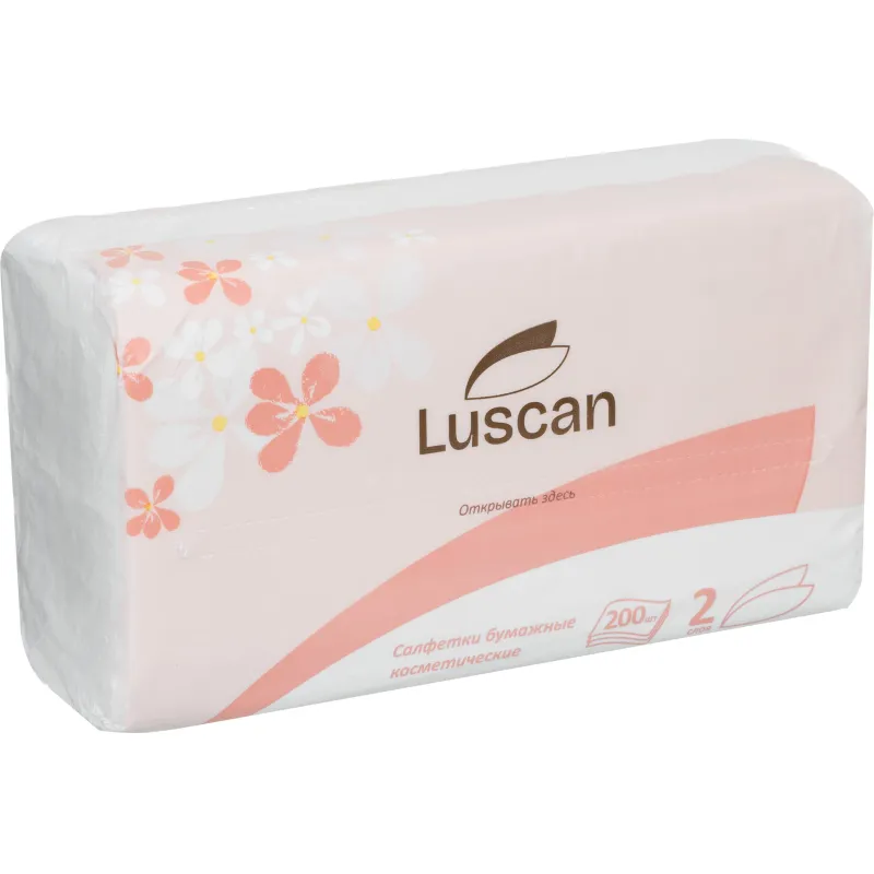 Салфетки косметические в пленке LUSCAN 2сл. 200 листов 2084473 2084473