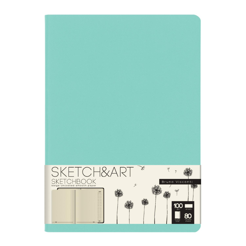 Скетчбук S A ZEFIR 179х250 80л беж 100г книж.перепл.мягк.мятный 1-507/06 Sketch Art 1627249
