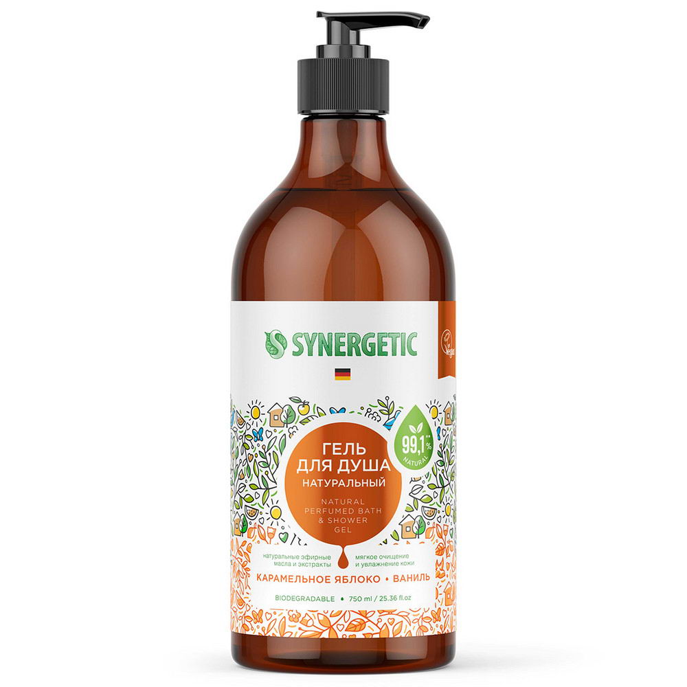 Гель д/душа SYNERGETIC Карамельное яблоко и ваниль, биоразлагаемый 750мл 400012