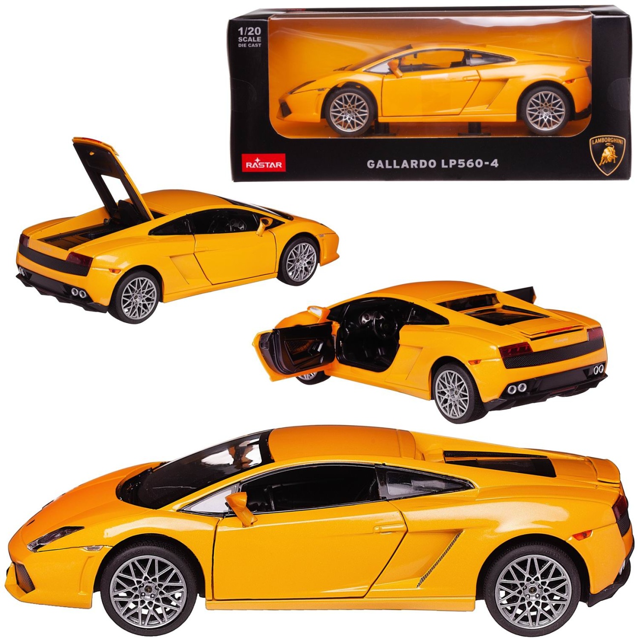 Машина металл. 1:20 scale Lamborghini Gallardo LP560-4, цвет желтый, двери и багажник открываются RASTAR 34500Y