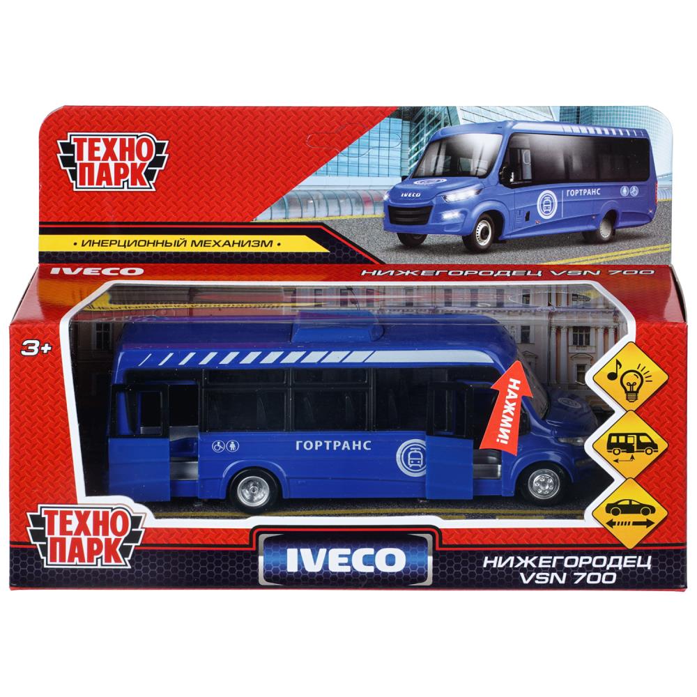 Машина металлическая свет-звук Автобус Iveco Daily (Ивеко) 15 см, синий Технопарк DAILY-15SLCIT-BU