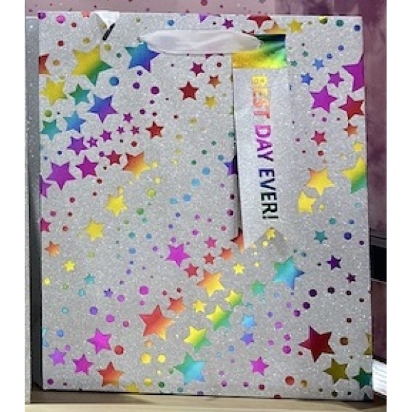 Пакет подарочный с тиснением, звезды, размер L Чудо праздник PTL-01-S1