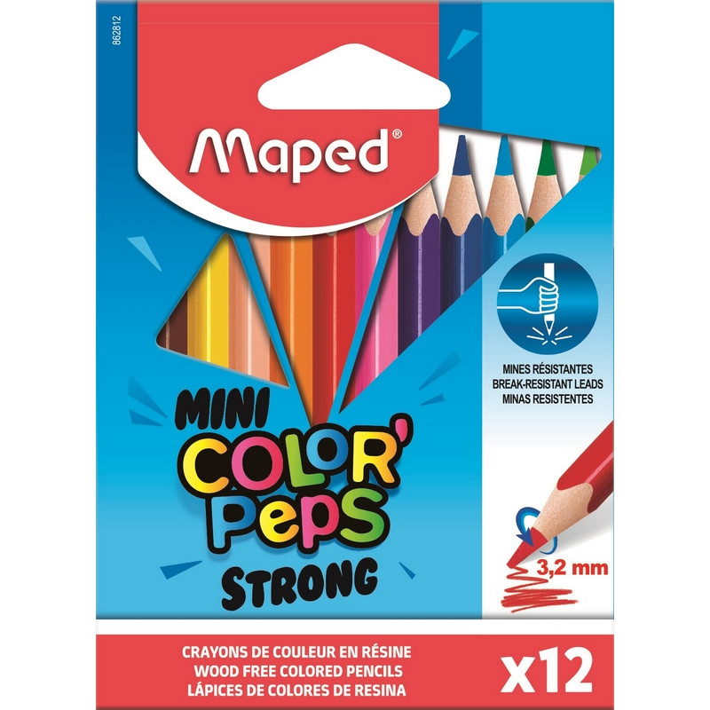 Карандаши цветные Maped Color peps mini strong 12 цветов,пластик.,862812 1238410