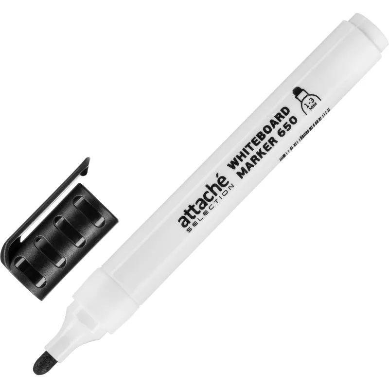 Маркер для белых досок 650, толщина линии 1-3 мм, круглый наконечник,черный Attache Selection 1660258