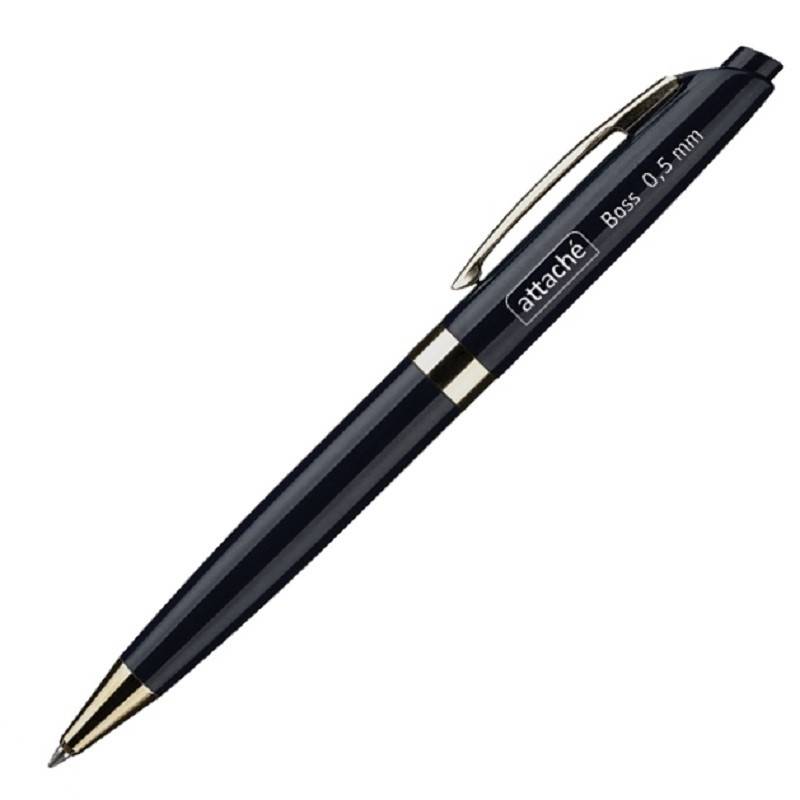 Ручка шариковая автоматическая Attache Boss черная (толщина линии 0.5 мм) 389763