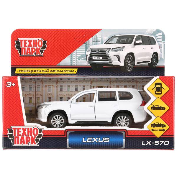 Машина металл Lexus Lx-570, длина 12 см. открываются двери и багажник, инерционная Технопарк LX570-WH