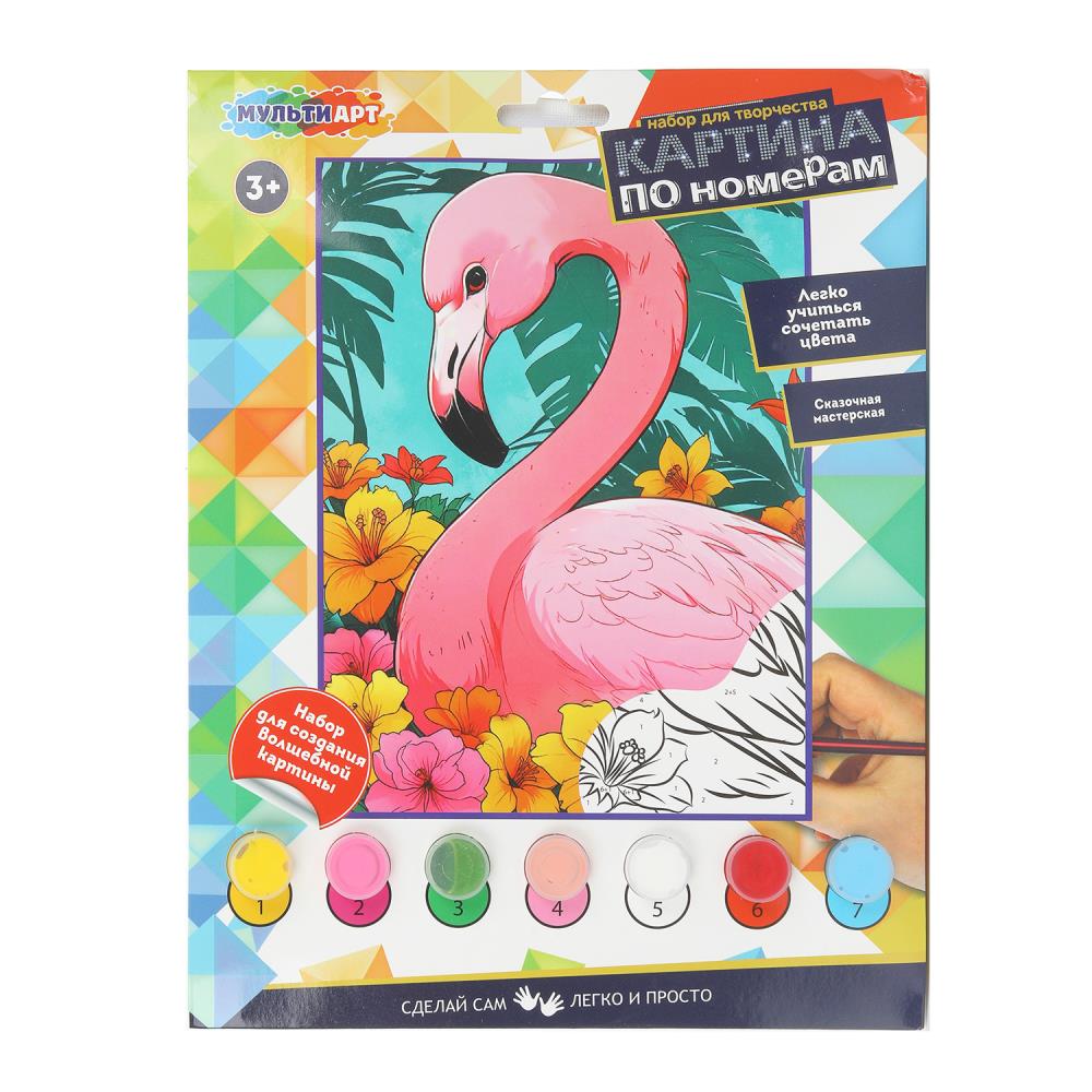 Раскраска по номерам 17х23 см. "Фламинго" MultiArt CANV17X23-122128