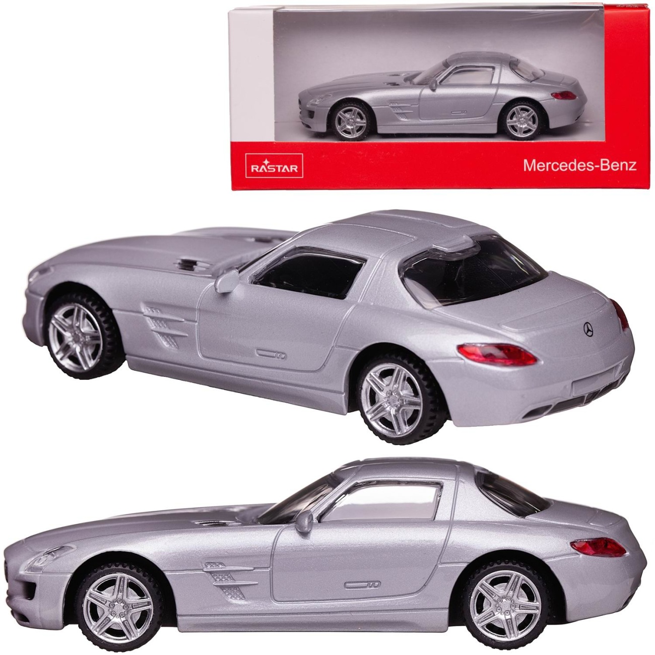 Машина металл 1:43 Mercedes SLS, цвет серебрянный Rastar 58100S