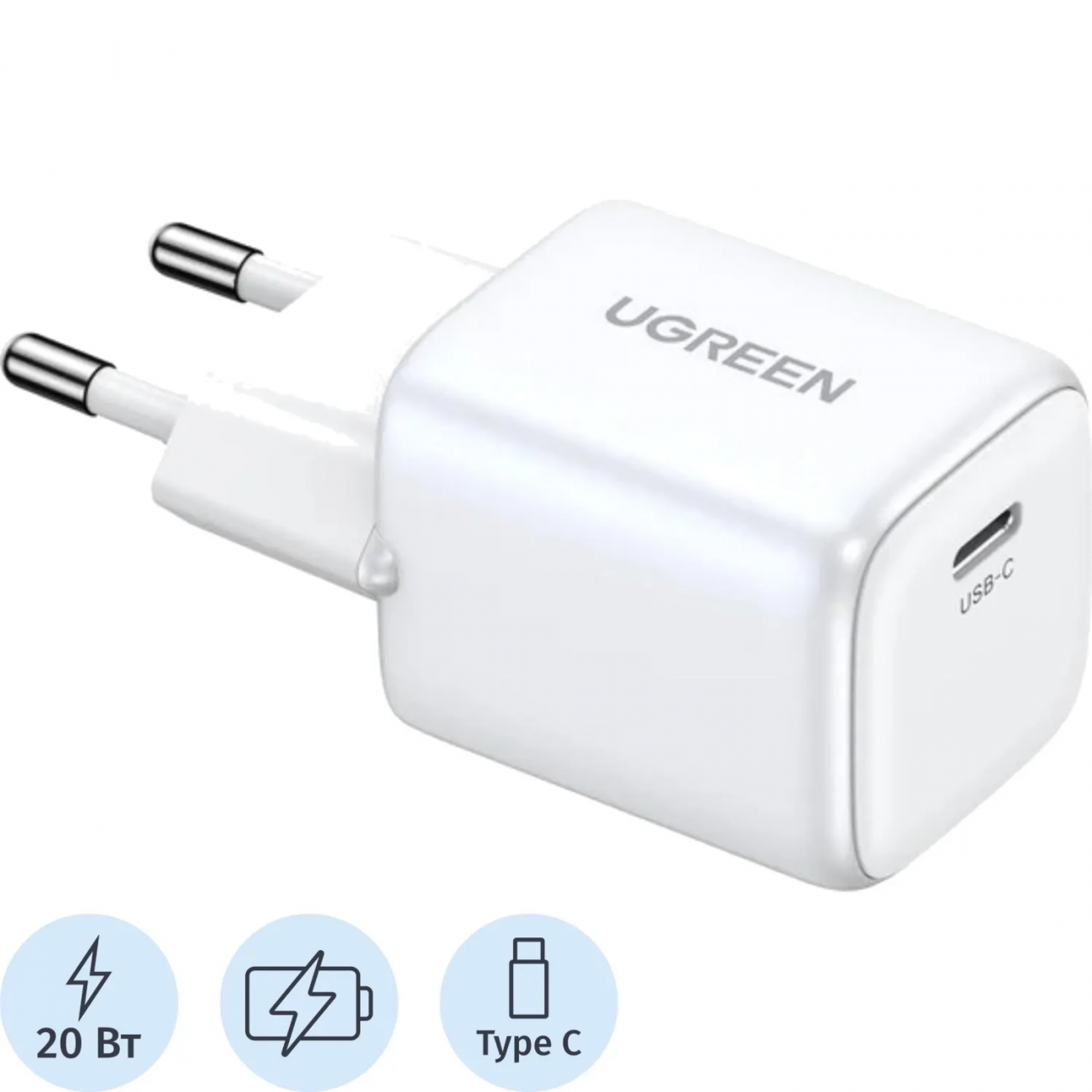 Зарядное уст-во сет. UGREEN CD318 (15324)Nexode 20W USB-C PD GaN белый 2418865 15324_