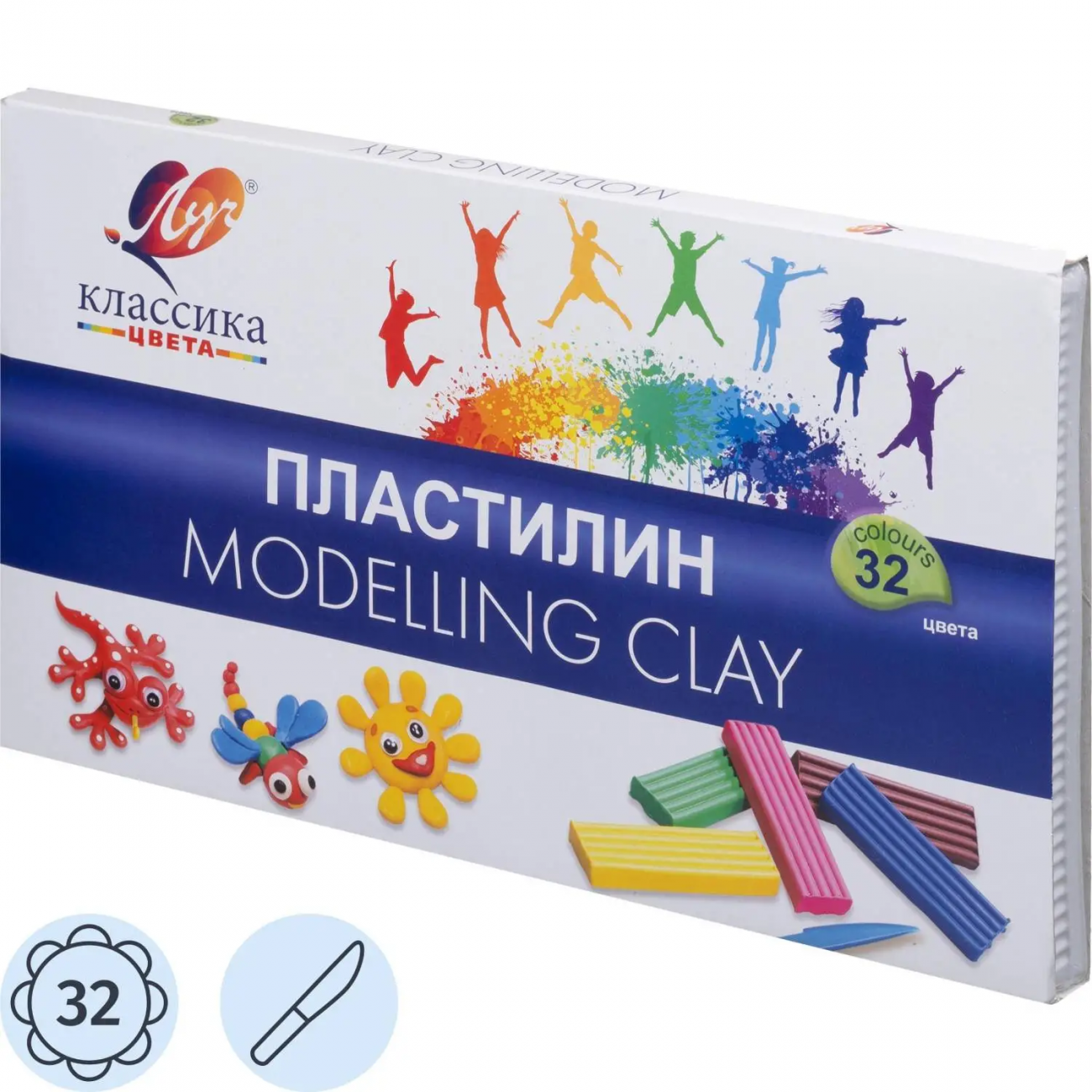 Пластилин Классика 32 цв. 640 г, стек 31С 2065-08 набор Луч 2275961