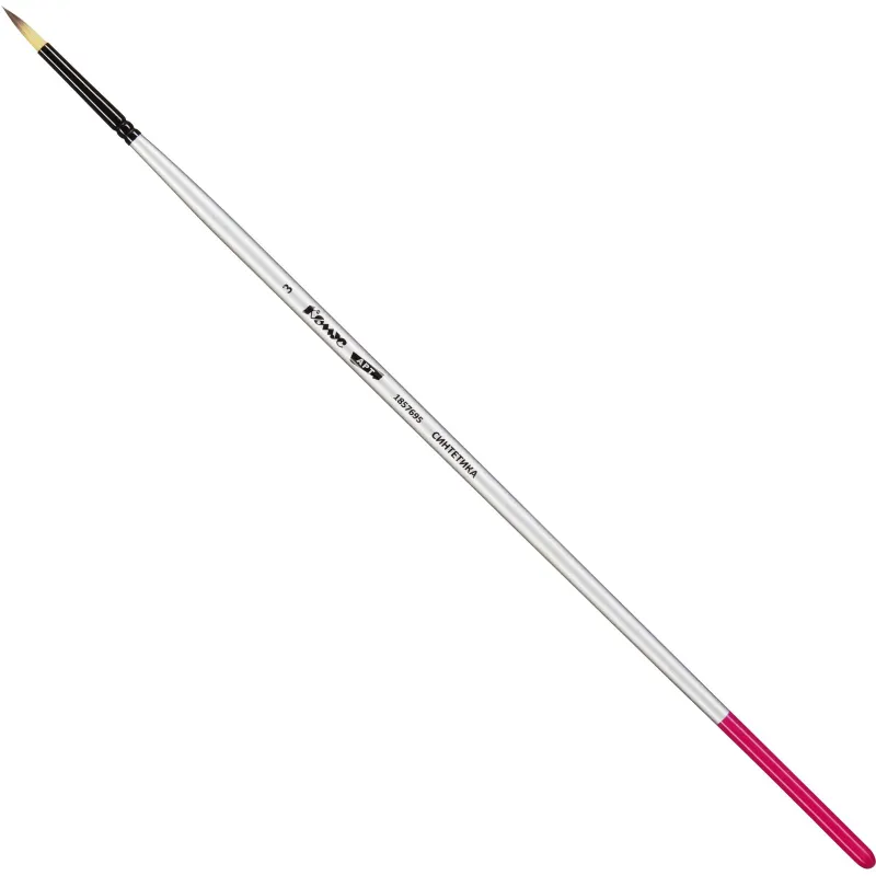 Кисть художественная Комус Арт синтетика средн.жест,кругл.№3,длинная ручка 1857695