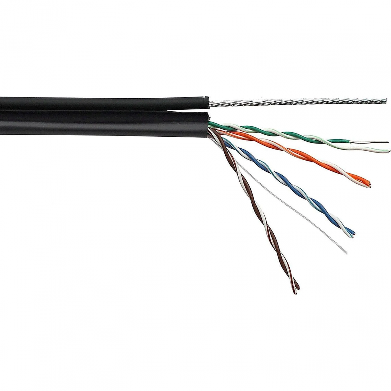 Кабель TWT TWT-5EUTP-OUT-TR 4 пары, Кат.5е, внеш.прокладка, с тросом, 305 м 2125698