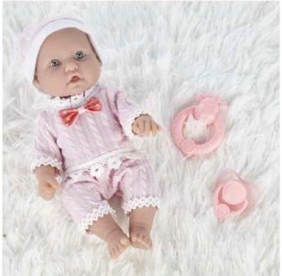 Пупс Pure Baby 25 см. в розовых кофточке, шортиках, шапочке, с аксессуарами JUNFA WJ-B9962