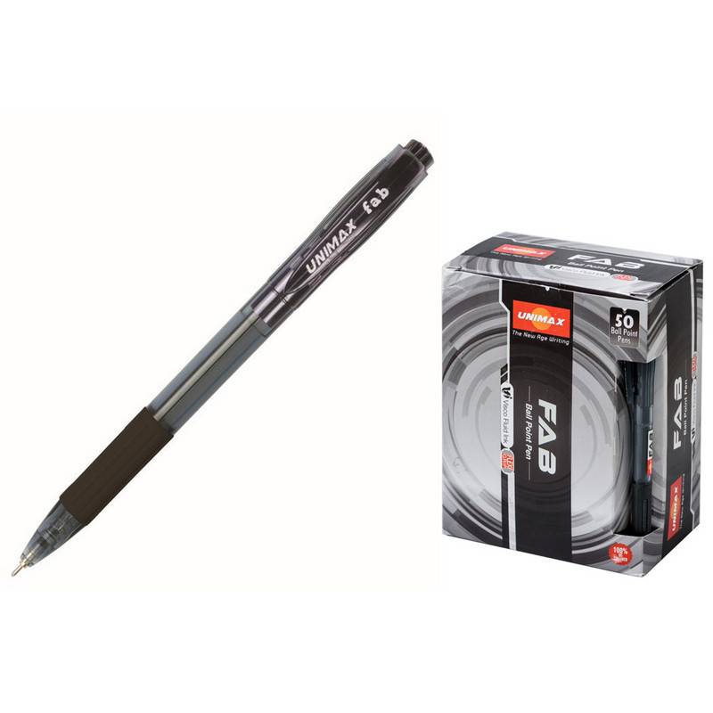 Ручка шариковая одноразовая автоматическая Unimax Fab GP черная (толщина линии 0.5 мм) 722475