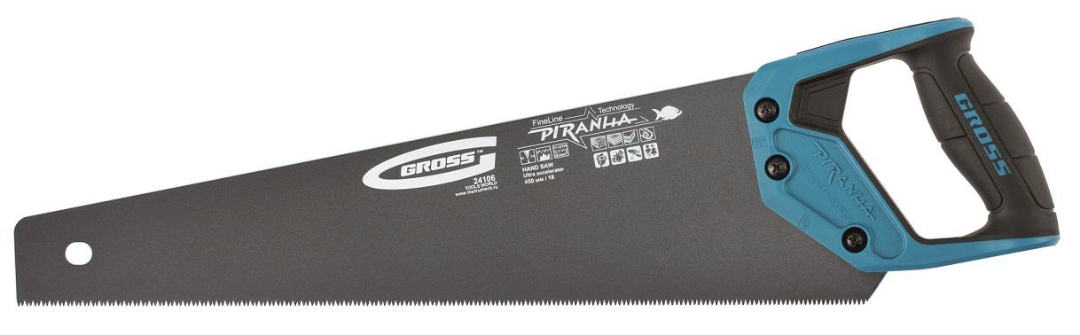 Ножовка по дереву GROSS PIRANHA,450 мм,11-12 TPI,кал.3D-зуб (24106) 1507041