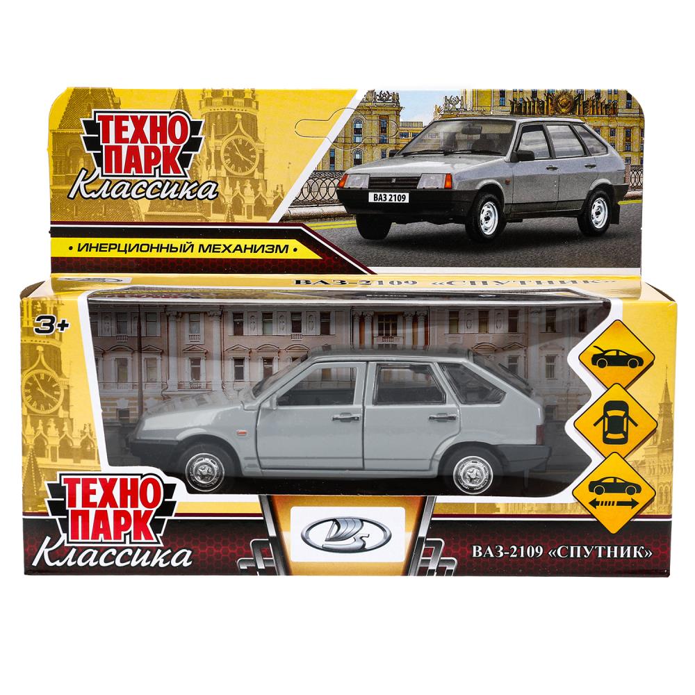 Машина металлическая Ваз-2109 "Спутник" 12 см. серебряный, Технопарк 2109-12-SR