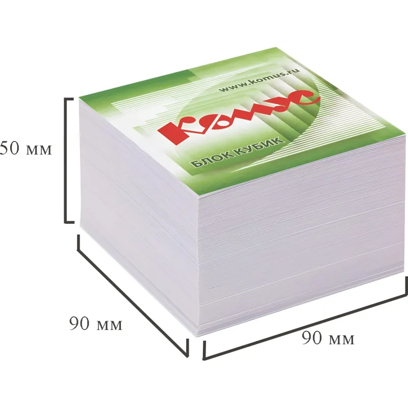 Блок для записей КОМУС на склейке 9х9х5 белый блок 100г 154939