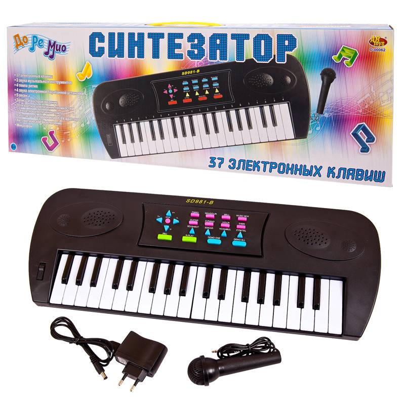 Синтезатор черный 37 клавиш,с микрофоном Abtoys D-00062