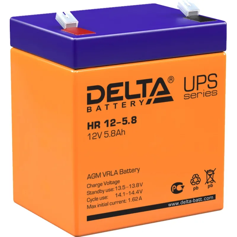 Батарея для ИБП Delta HR 12-5.8 12В/5.8, F2 (90x70x101мм) 2245466 4614010180009