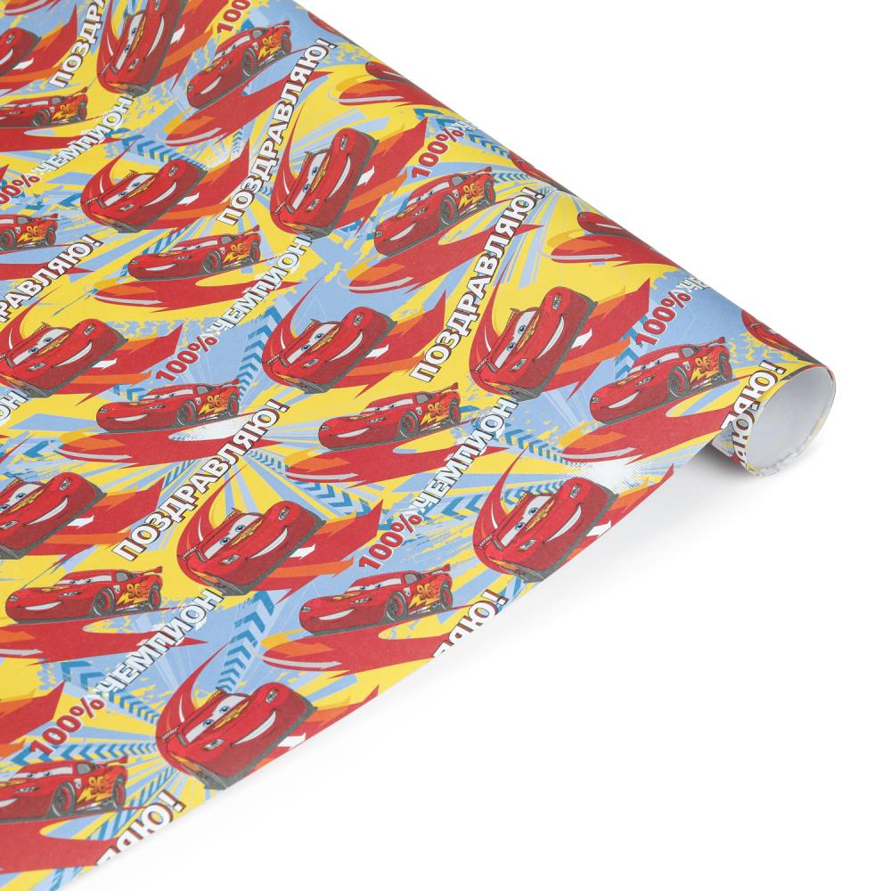 Упаковочная бумага глянцевая "Машинки", 70х100, рулон 1 шт. Чудо праздник WP-114561-C