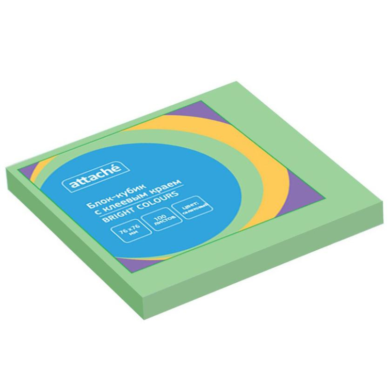 Стикеры Attache Bright colours с клеев.краем 76х76 салатовый 100л 1495408