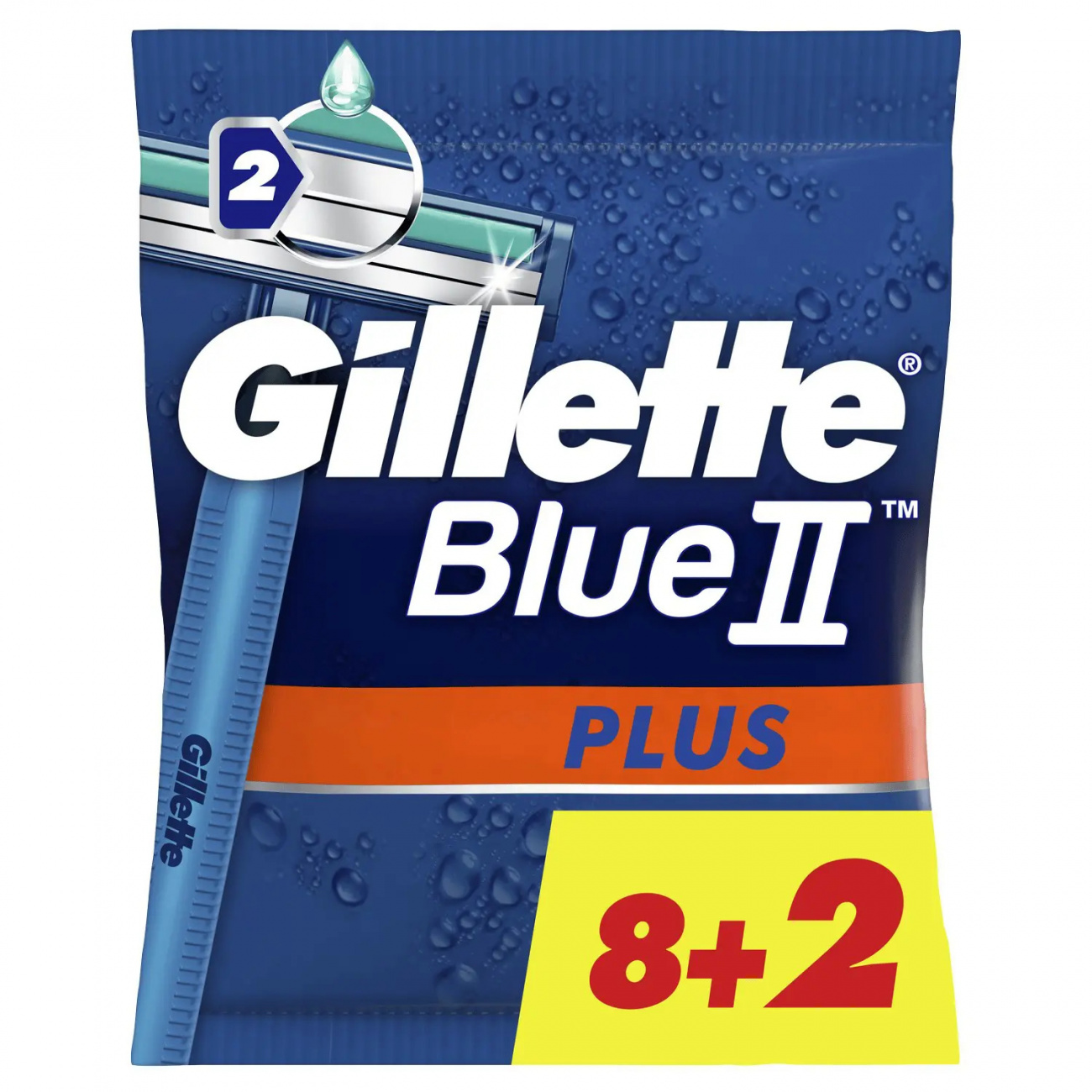 Gillette Blue II Plus Одноразовые станки с 2 лезвиями 10шт (8+2 бесплатно) 7702018467600