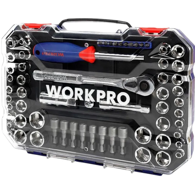 Набор инструментов 63пред.(метр.и дюймовый инструмент 3/8+1/4) WP202566 Workpro 2131569