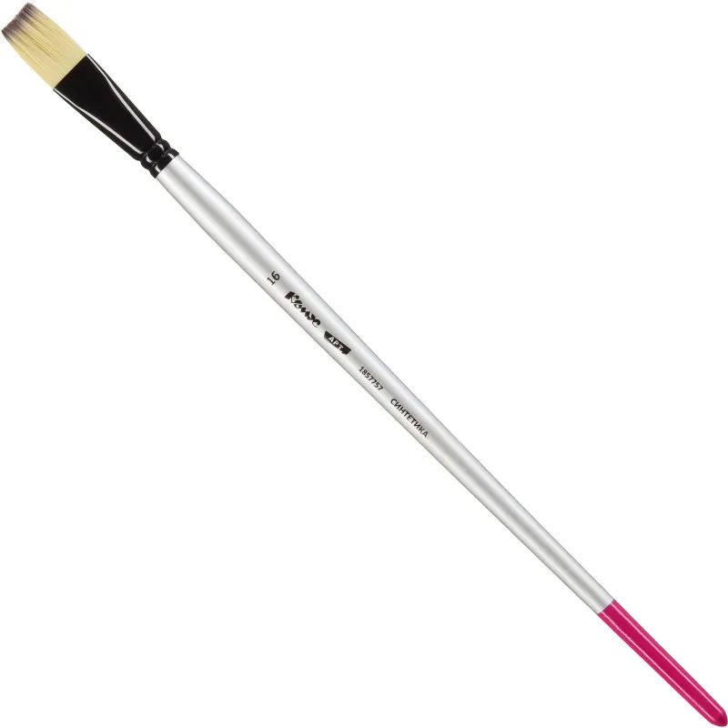 Кисть художественная Комус Арт синтетика средн.жест,плоск,№16,длинная ручка 1857757