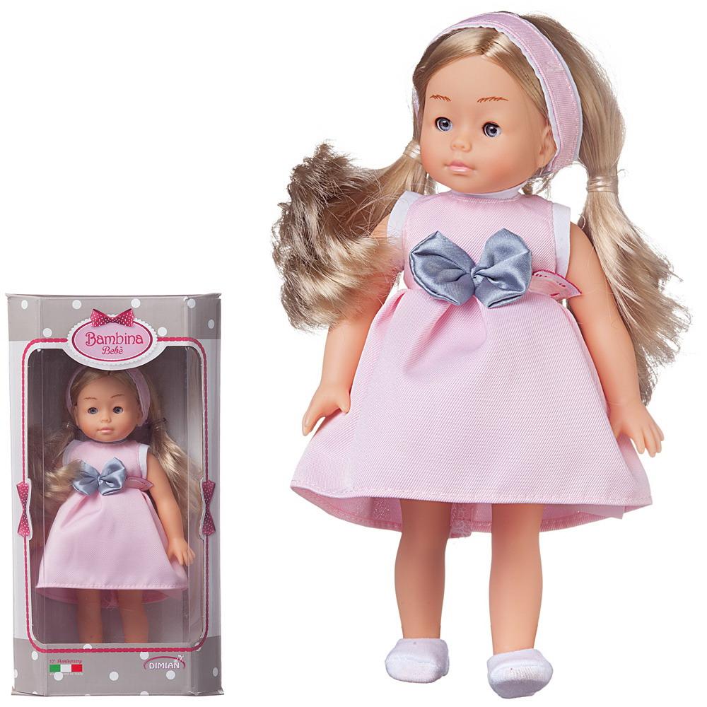 Кукла Dimian Bambina Bebe в розовом платье с серым бантом, 20 см BD1652-M37/w(2)