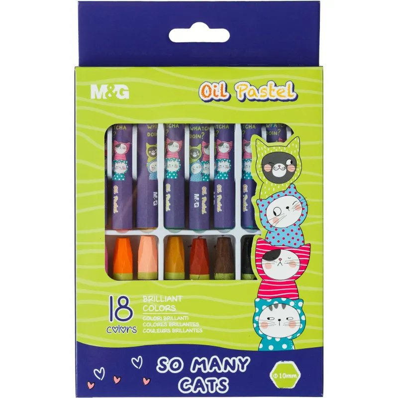 Пастель масляная M&G, 6-гран, 18 цветов в наборе 1773917 AGM900B9185100H