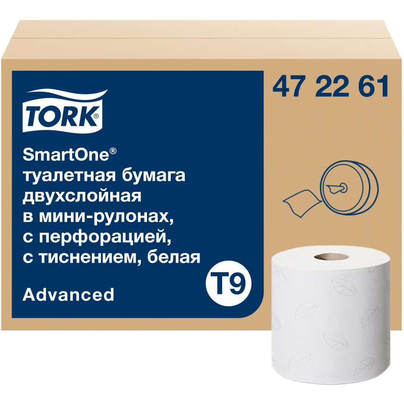 Бумага туалетная Tork SmartOne Advanced в мини-рулонах с ЦВ 2-сл. 12рул/уп 1831671 472261