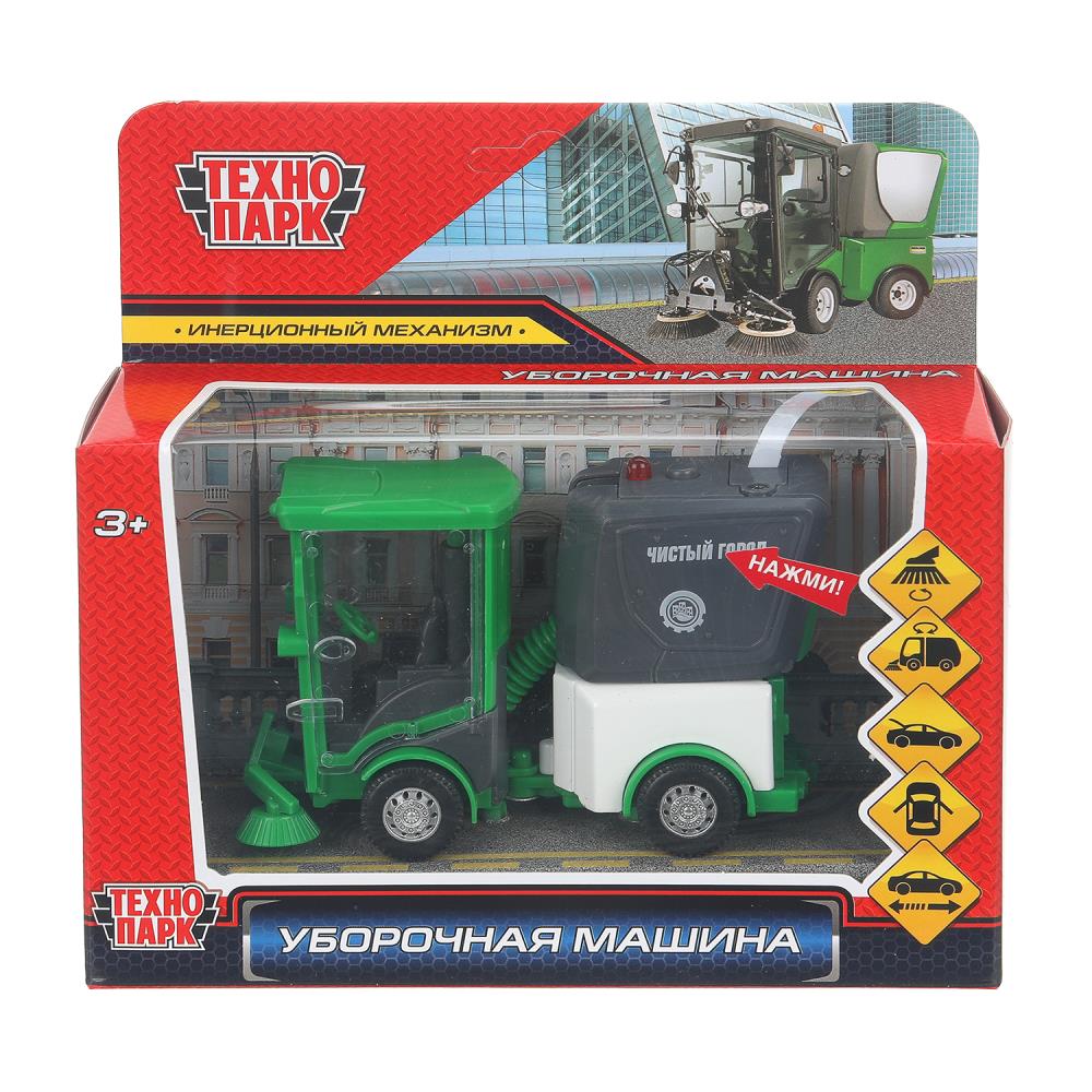 Машина металлическая "Уборочная Машина", 11 см. свет-звук, зеленый Технопарк VACCAR-11SL-GN