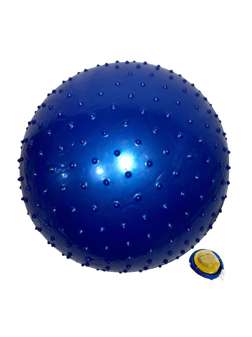 Мяч Фитнес 55 см. с шипами массажный, ПВХ, синий, насос в компл. X-Match 649227