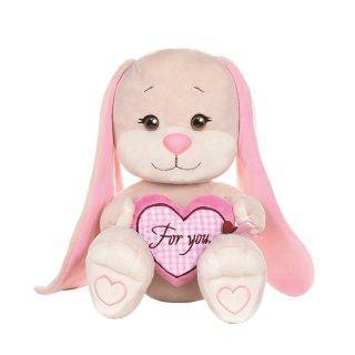 Мягкая игрушка зайка с розовым сердцем, 25 см. JACK LIN JL-051901-25