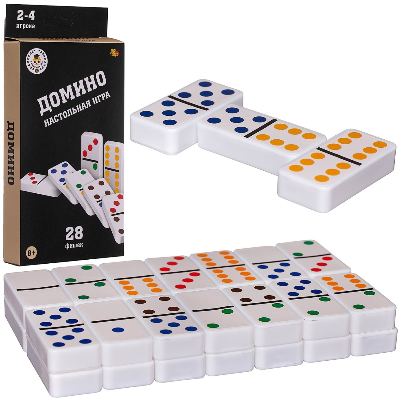 Настольная игра ABtoys Домино, в наборе 28 пластиковых костяшек 10х2,50х20,50 см PT-01786
