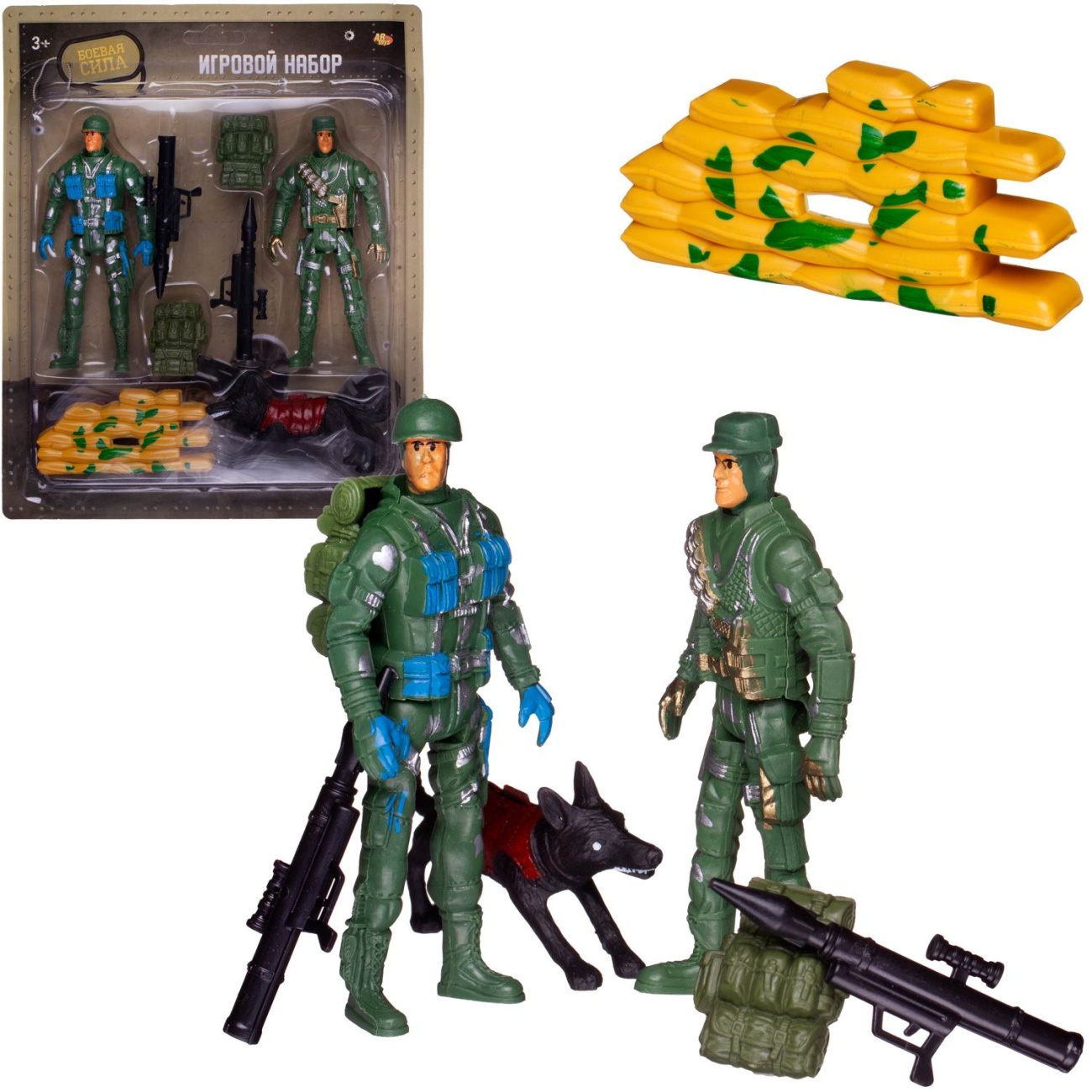 Игровой набор Abtoys Боевая сила Два солдата со служебной собакой, экипировкой и оружием PT-01792