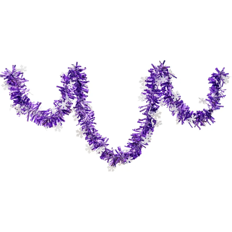 Мишура со снежинками диаметр 9 см, 2 м фиолетовый 1812828