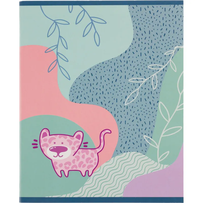 Тетрадь общая А5 48л №1School Леопард,клетка,скрепка,ВД-лак №1 School 1819920