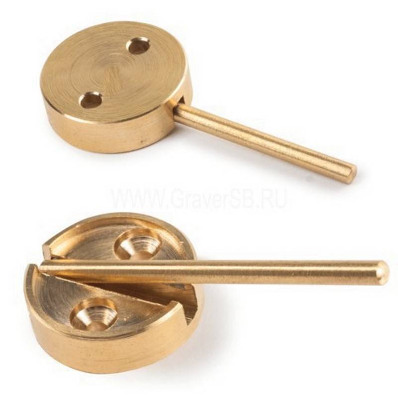 Плашка металл. с флажком, диаметр 29 мм, латунь 96528