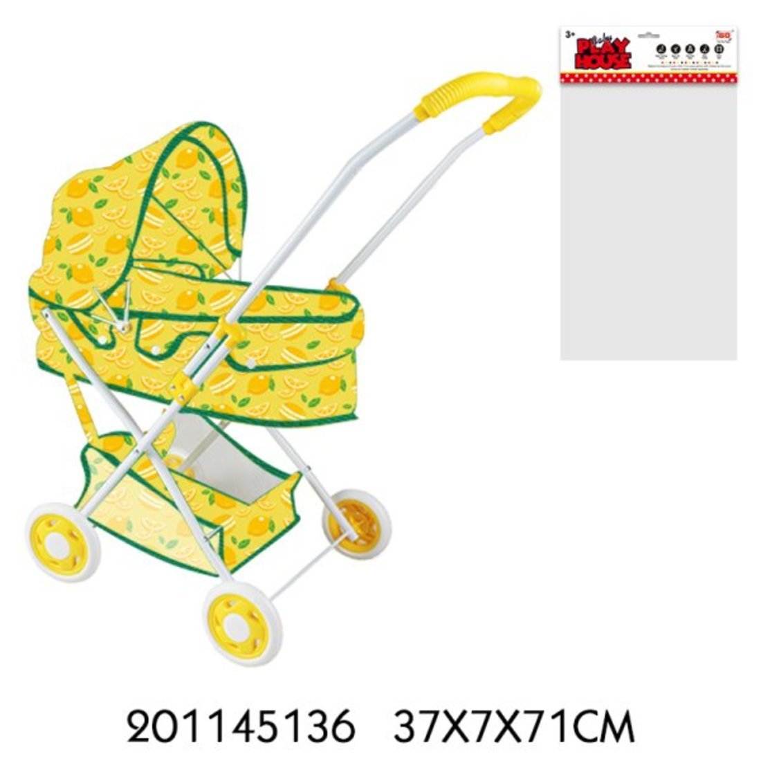 Коляска для куклы люлька Лимоны с корзиной металл Наша Игрушка 201145136