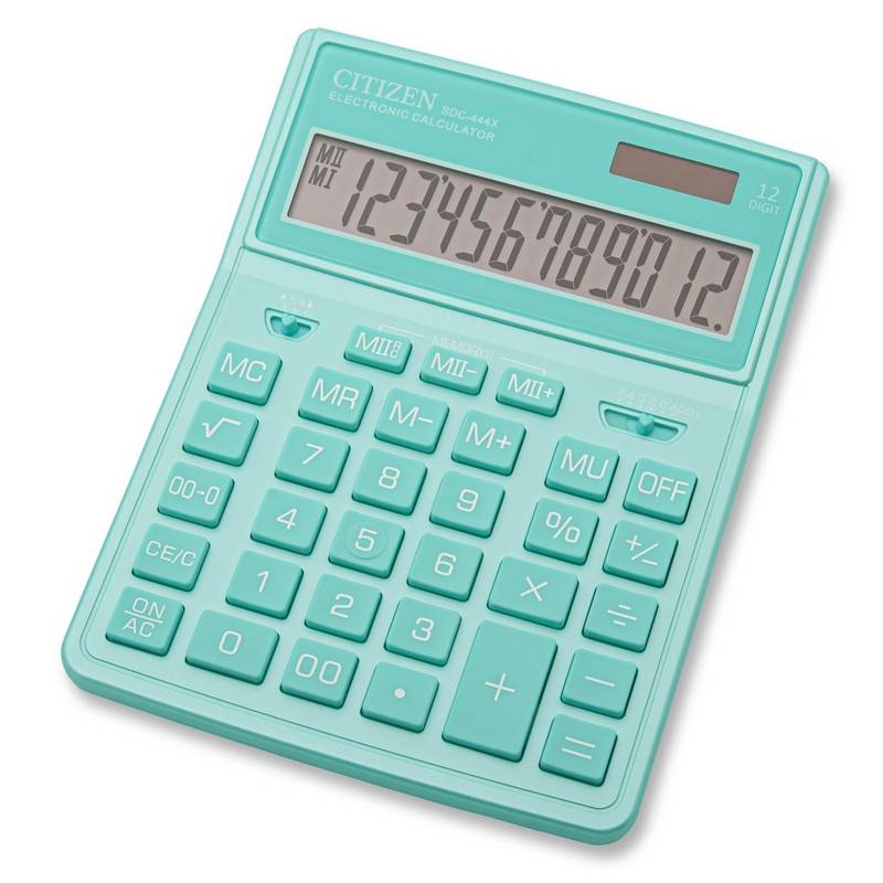 Калькулятор настольный полноразмерный Citizen SDC-444X 12-разрядный бирюзовый 1235549