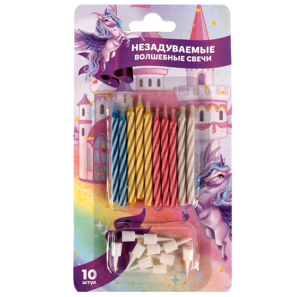 Свечи для торта незадуваемые Единорог, 10 шт. Чудо праздник CC-75089-U
