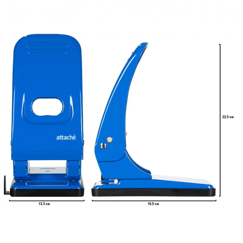 Дырокол Attache Economy до 60 листов, с линейкой, металл, синий 1039677