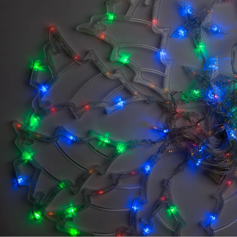 Гирлянда светодиодная Бахрома 2.4x0.9м Елки,IP20,138LED,мульт,8реж 2361709 Luazon Lighting 1838491